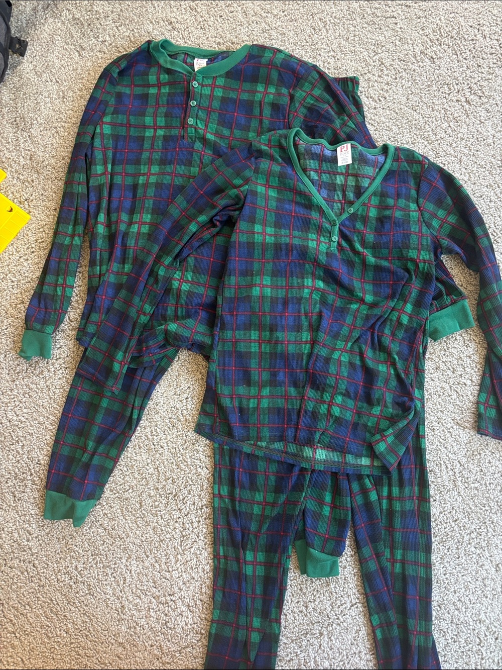 Place Green Navy Red Plaid Adult Pajama Set